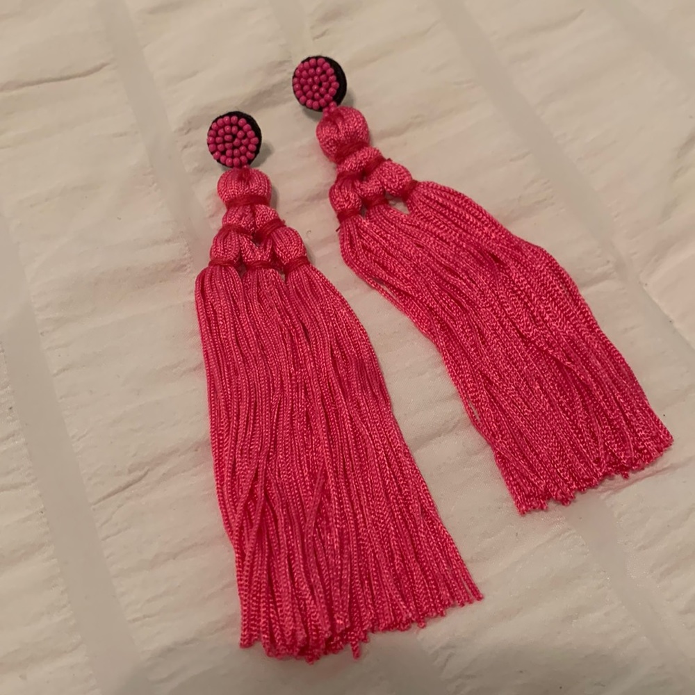 Hot Pink Tassel Earrings
